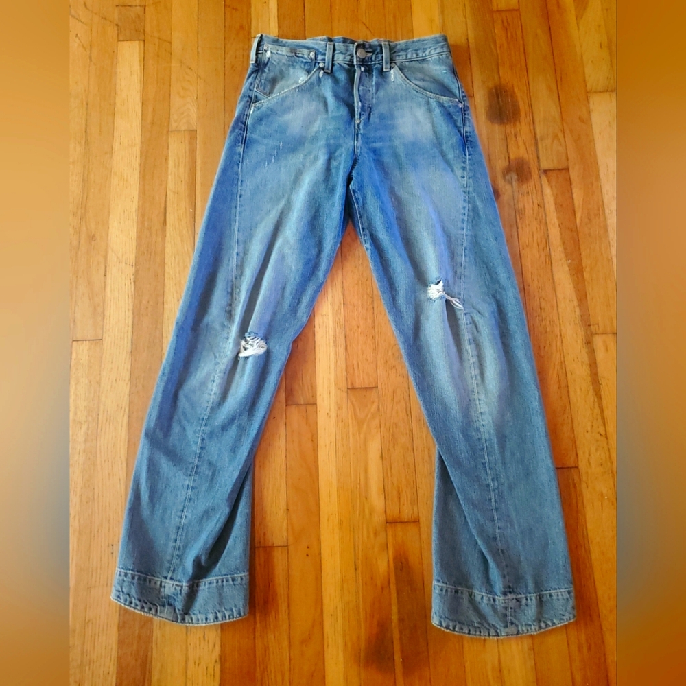 Vintage Mens Levis Engineered Distressed 32x34 Twisted Buckle Back Jeans Rare